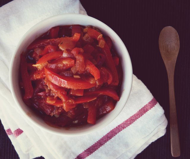 Stewed Peppers with Tomatoes, Onions & Garlic