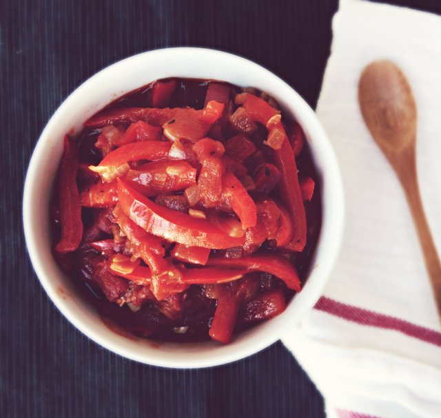 Stewed Peppers with Tomatoes, Onions & Garlic