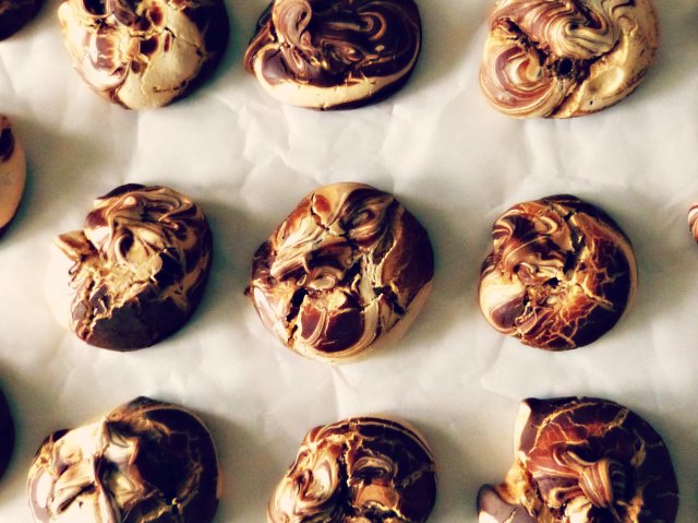 Chocolate-Swirled Coffee Meringues